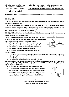 Đề kiểm tra học kỳ II môn Vật lý Lớp 11 - Đề 1 - Năm học 2019-2020 - Trường THPT Phú Lâm (Có đáp án)